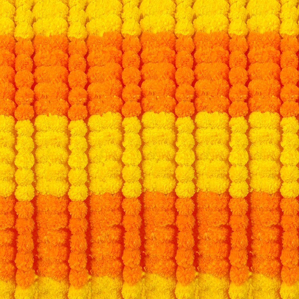 Marigold Garland for Decoration 5 Pcs of 5 feet Long Strands Artificial Marigold Flowers, Indian Décor for Pooja, Wedding Christmas, Events Diwali Decorations