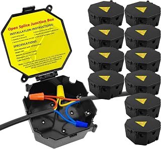 MIARALA Black Open Splice Junction Box 10 Pack - V0 Flame Retardant Electrical Wire Splice Box with Cover, UL94 Safety Rated