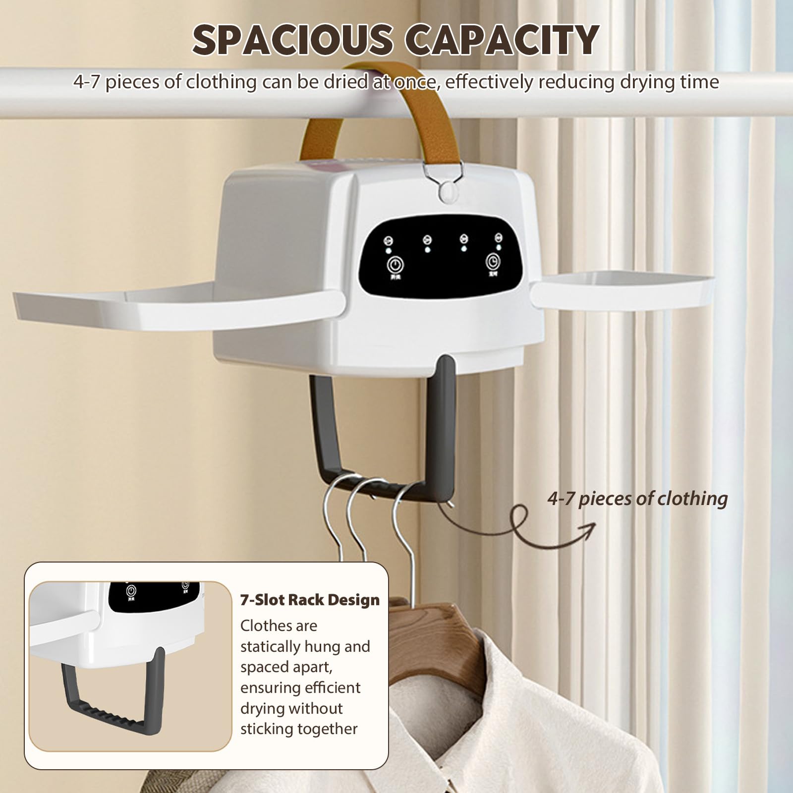 Petit séchoir à linge portable, pliable, avec minuterie de 1 à 4 h, sèche-linge, électrique, avec sac de séchage, séchage à 360 °, mini sèche-linge pour appartement, maison, voyage