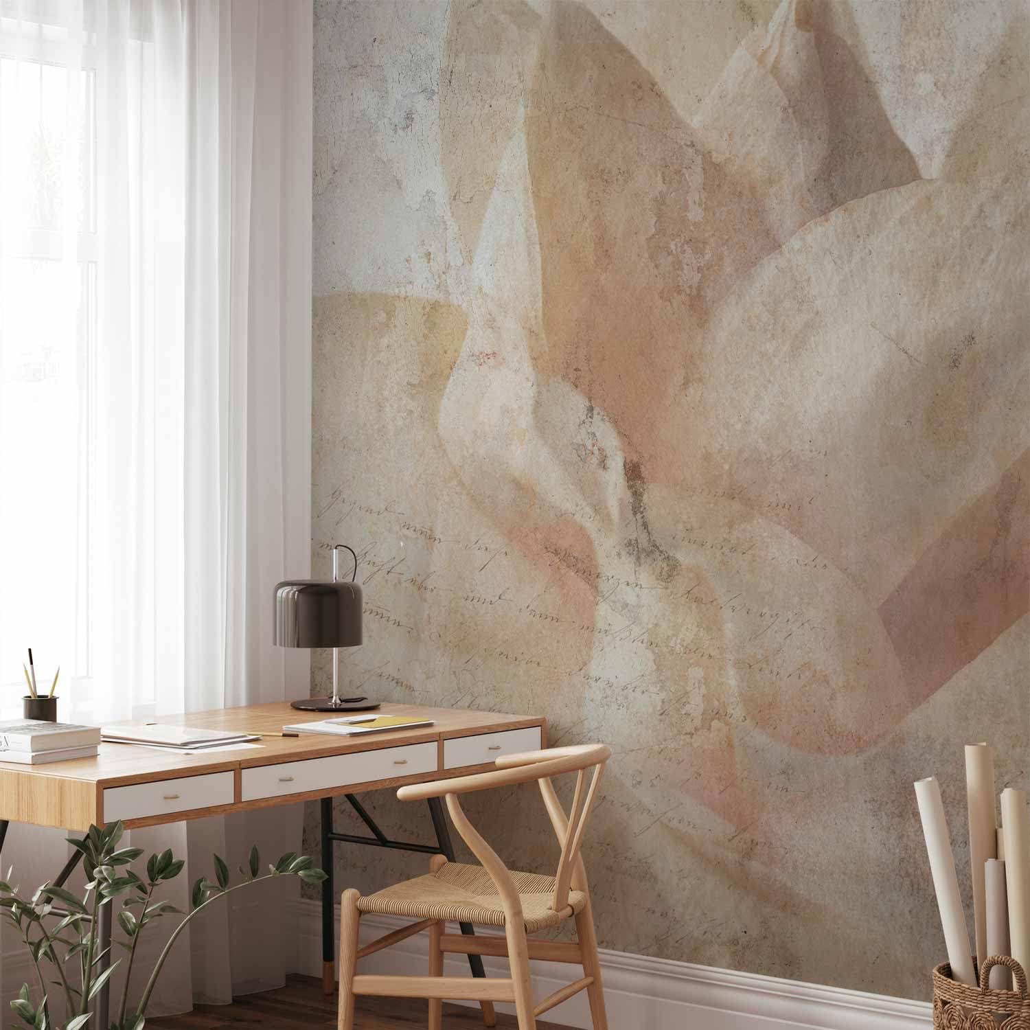 artgeist Wall Mural Flowers Floral 98x69 in - Non-Woven Wallpaper Fleece Wall Decor Photo Print Picture Image Design Home Mural Rose Roses Concrete b-C-10348-a-a