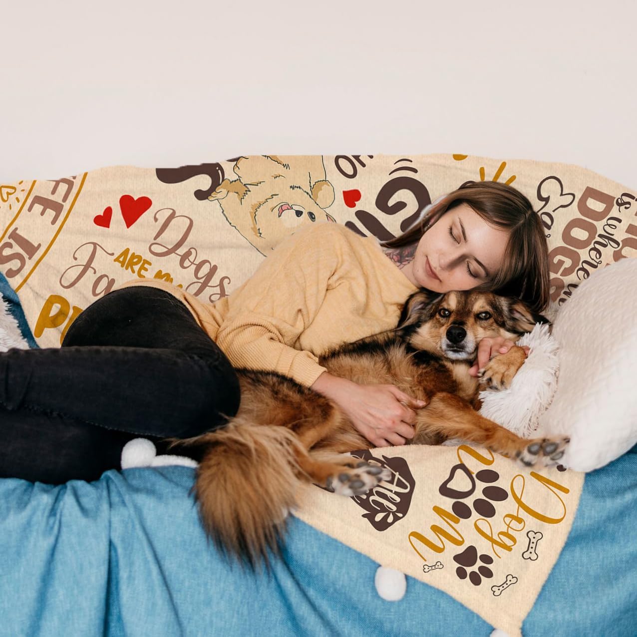 Dog Lovers Gifts for Women, Dogs Mom Blanket 60x80 Inch, Dog Mom Gifts for Women for Mothers Day Christmas Thanksigiving