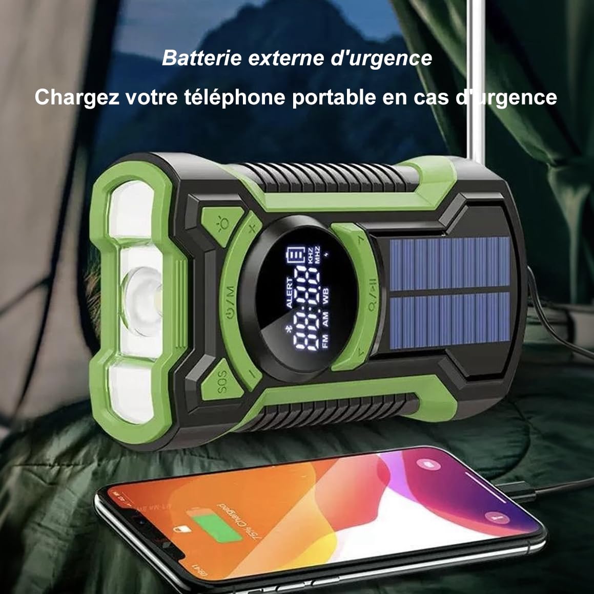 Radio de Survie d'urgence Rechargeable 5 000 mAh, étanche IPX5, Radios Portable FM/AM, Solaire d'urgence avec Manivelle, Idéale pour Les Urgences, Les Pannes de Courant et Le Bluetooth Domestique