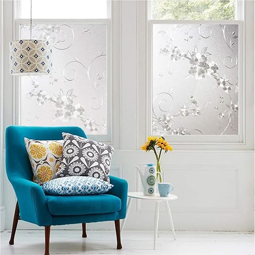 Miniatura 6 de Película esmerilada de privacidad para ventana, sin pegamento, protección de privacidad, control de calor, anti UV, vitrales de hierro para el hogar