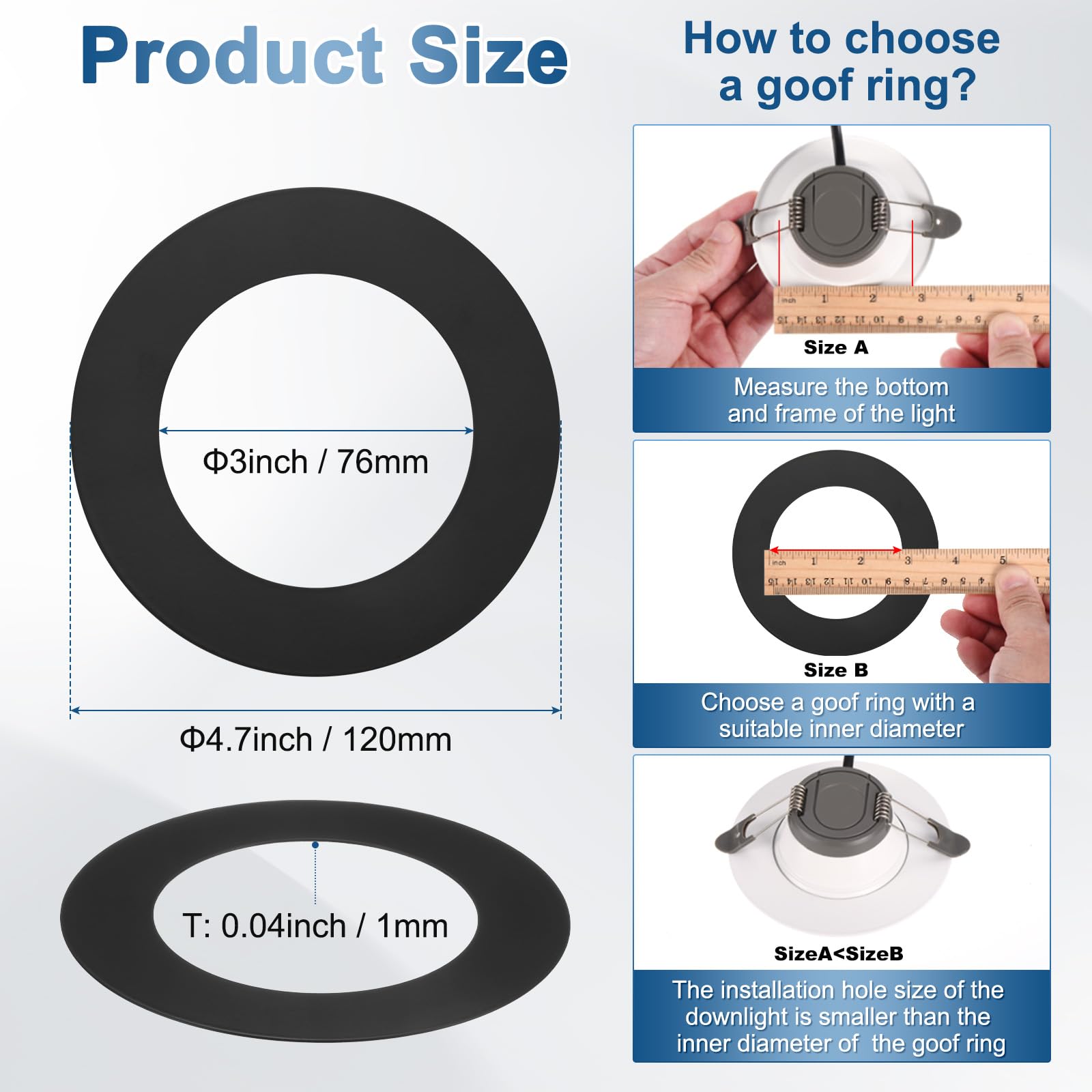 M METERXITY 1-Pack Goof Rings for 3 Inch Recessed Lights - Image 3