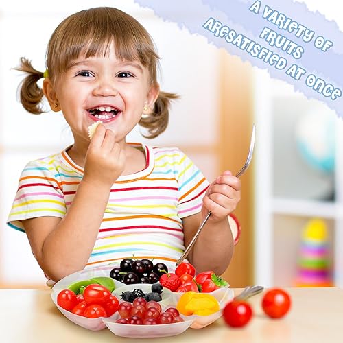 Miniatura 23 de Zhehao 4 bandejas seccionales redondas de plástico para servir, bandeja dividida para fiestas con tenedor desechable, 10.6 pulgadas, 7 secciones