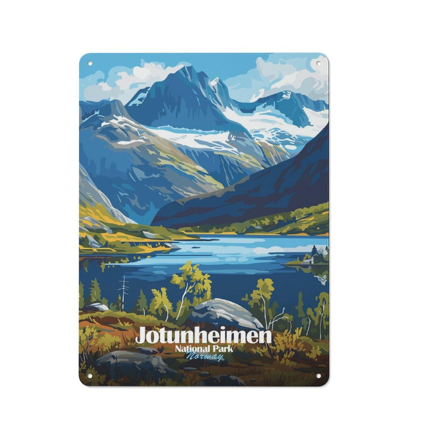 Junmoney Jotunheimen National Park, Norway Modern Vintage Metal Wall Decor 40X30cm, Office Metal Sign For Office, Study, Studio Or Hallway