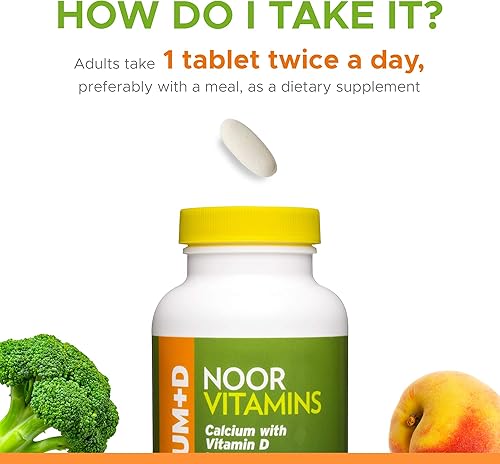 Miniatura 8 de Noor Vitamins Calcio Halal Plus Vitamina D Hueso y Apoyo Inmunológico | 600 mg de calcio y 800 UI (20 mcg) D2 por tableta | Ayuda en la absorción de