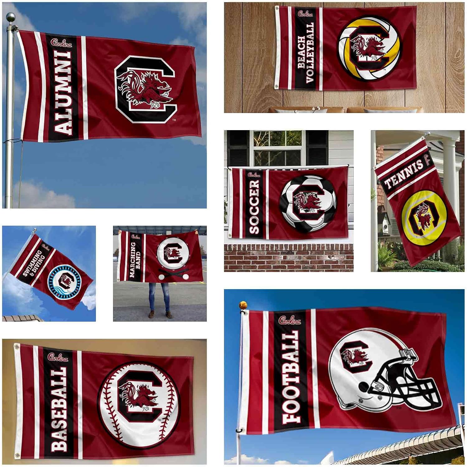USC Gamecocks Multi-Sport 3x5 Flag - Alumni, Volleyball, Gymnastics, Softball, Soccer, Baseball, Basketball, Golf, Tennis, Swimming, Track, Cross Country, Football