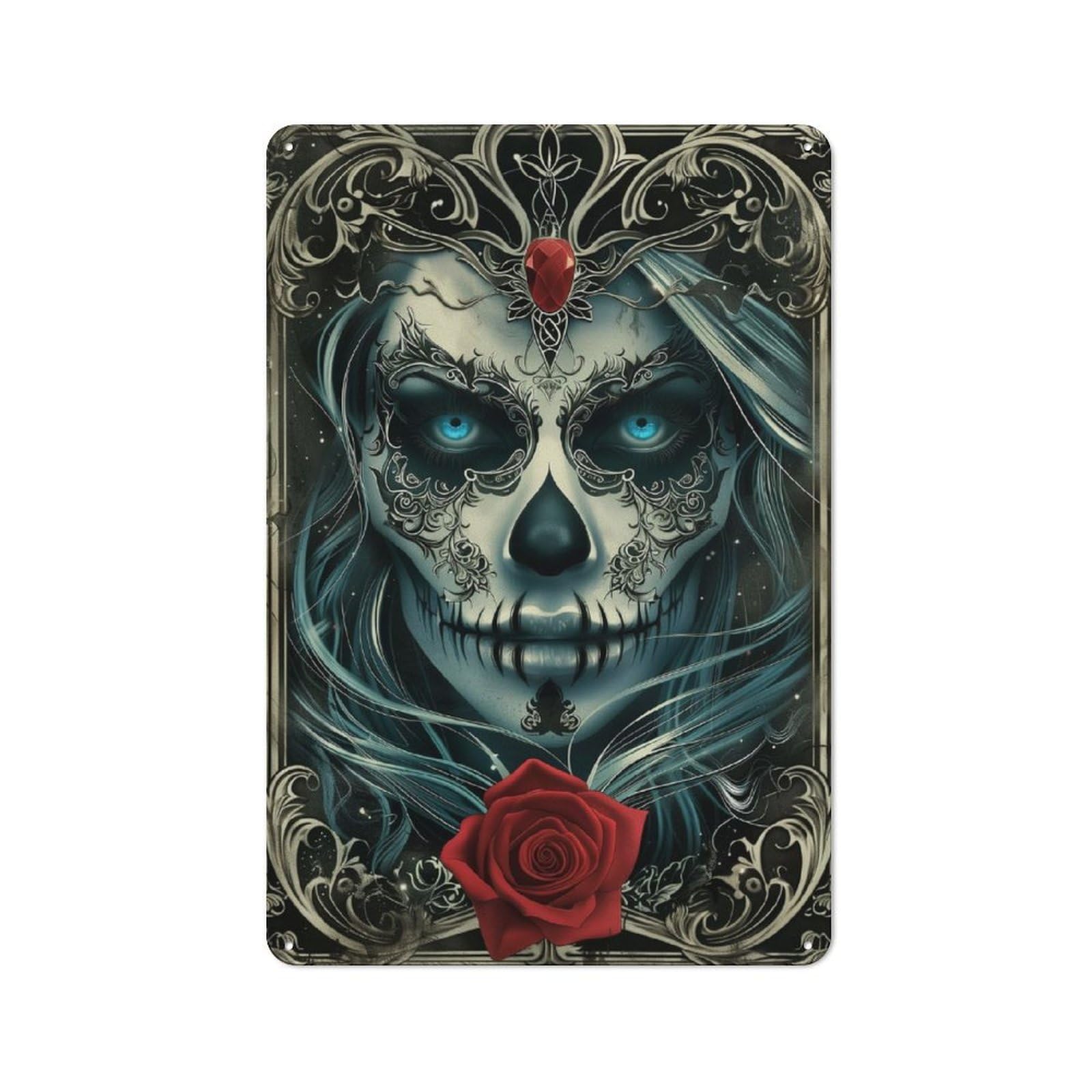 Junmoney Ruby Rose Rustic Tin Sign 30X20cm Featuring For Bar Or Restaurant, A Housewarming Gift For Bar Decor Enthusiasts