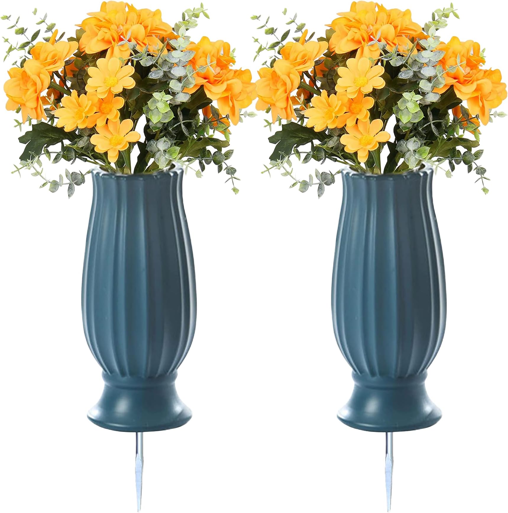 TFANUO 2 Pcs Cemetery Vases with Spikes,Grave Vases for