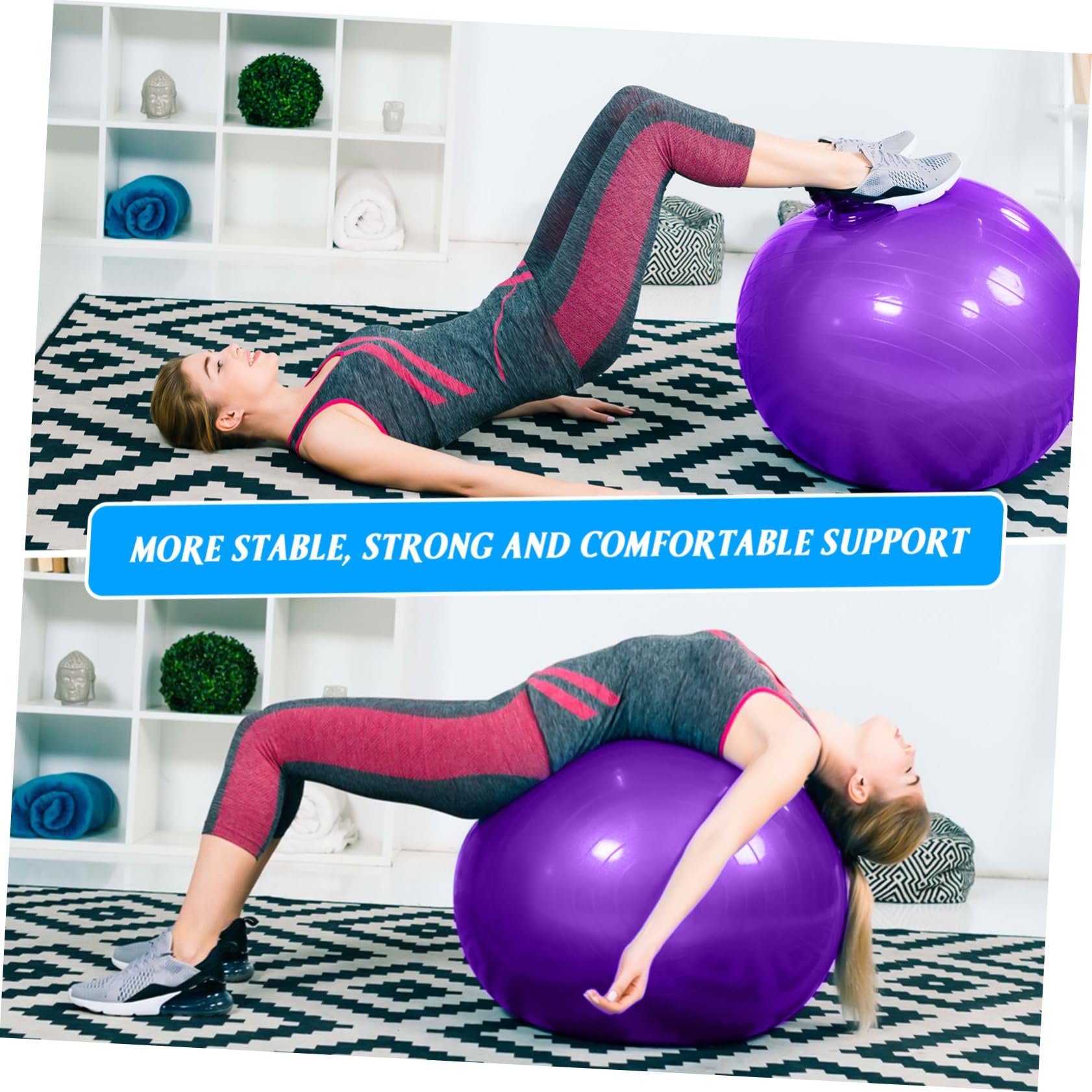 Yardwe Verdickter Gymnastikball 75cm aus Verschleißfestem PVC mit Luftpumpe Multifunktionaler Yogaball für Gleichgewichtstraining und Fitnessübungen Trainingszubehör für Erwachsene
