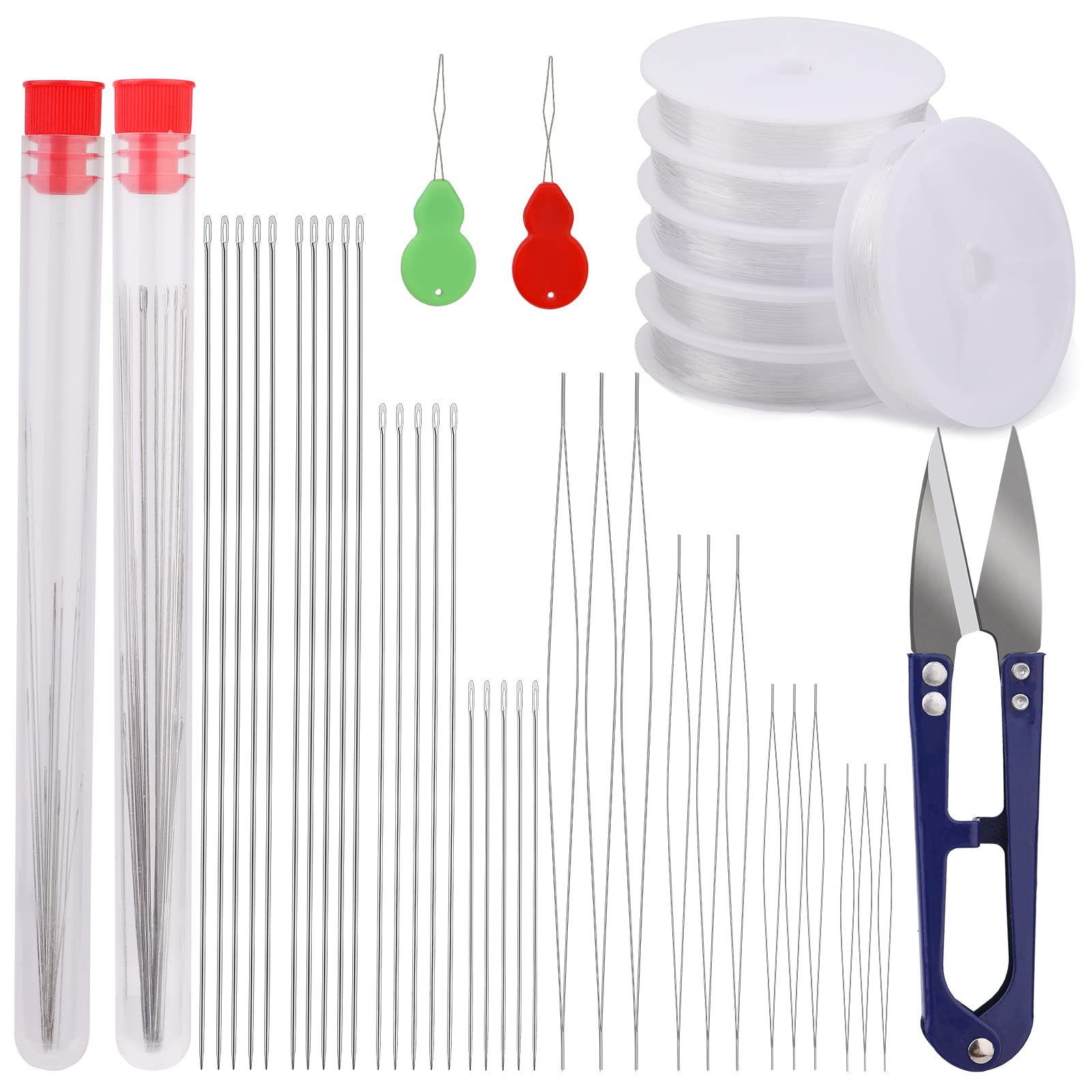 Kit De 5 Aiguilles à Perles En Acier Inoxydable - Tailles De 5,5 à 12,5 Cm, Gros Chas | Pour Création De Bijoux, Bracelets, Colliers