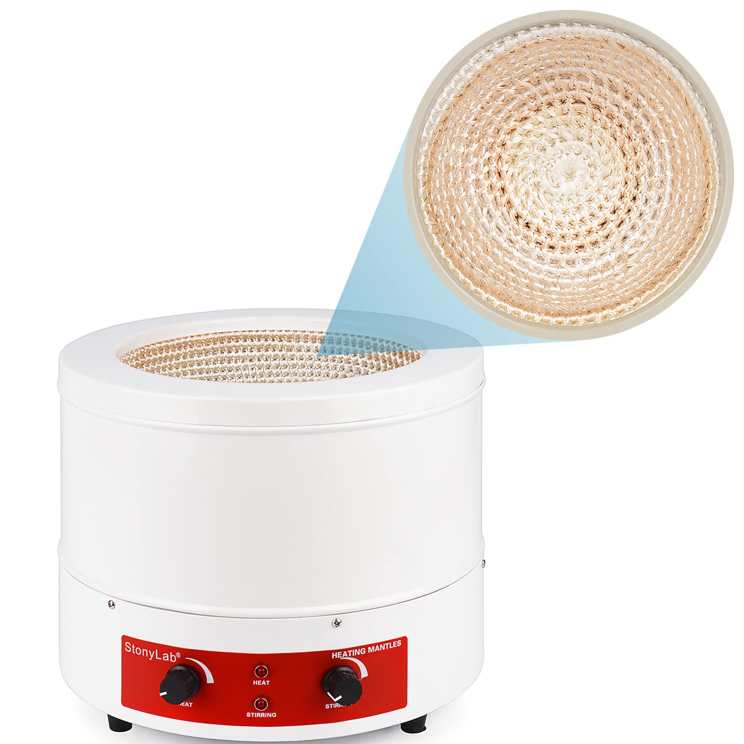 stonylab Heating Mantle, Heating and Stirring Electromantles Electrothermal Lab Heating Mantle with Magnetic Stirrer 0-1600 RPM Temperature Control 110V/450℃ 600W (3000 ml)