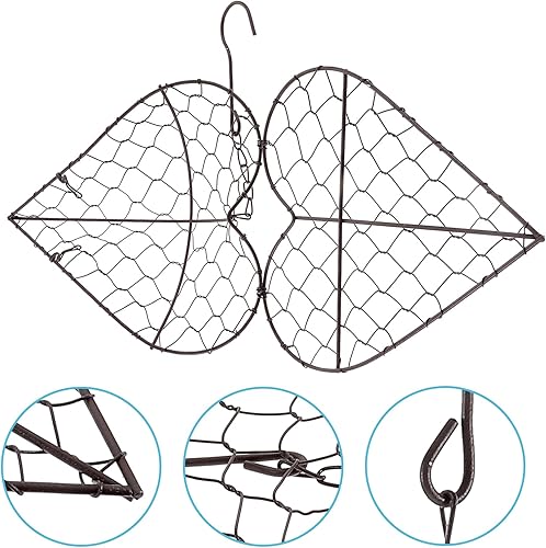 Miniatura 4 de GANAZONO Macetas colgantes en forma de corazón, macetas de metal para plantas suculentas, cesta de alambre para corona, marco de pared, soporte para