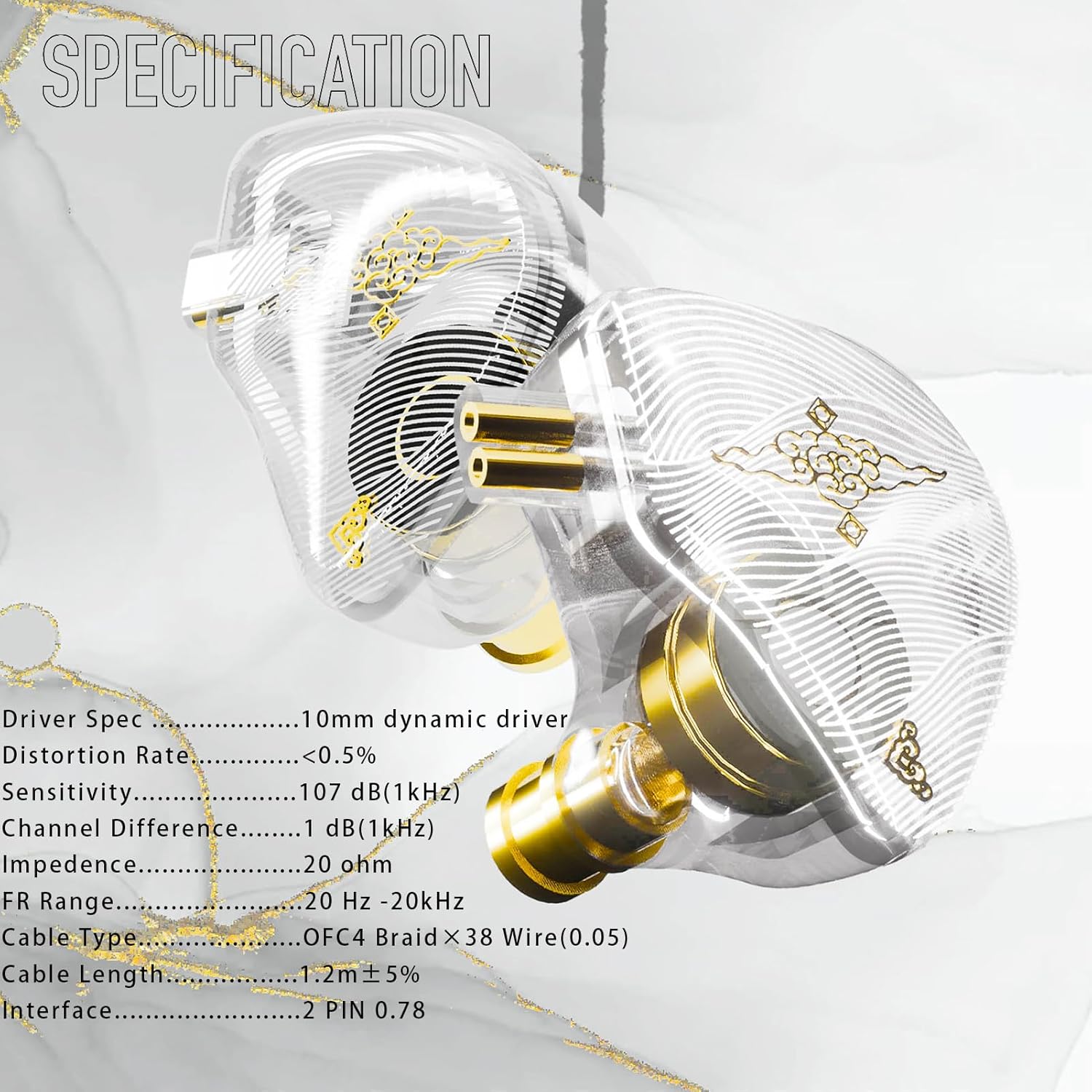 Wan'er S.G, in Ear Headphones Wired,10 mm Dynamic Driver,in Ear Monitor,Gaming Earbuds,IEM Earphones,with 0.78mm 2 Pin Detachable Cable,iems for Gaming(White)