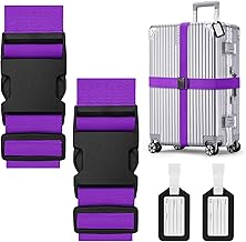 Suitcase Straps, Pack of 2, Adjustable Luggage Strap with Suitcase Tag, Eye-catching Cross Strap, Suitcase Straps for Suitcase Marking, Travel Accessories, Luggage Strap, Luggage Strap for Secure