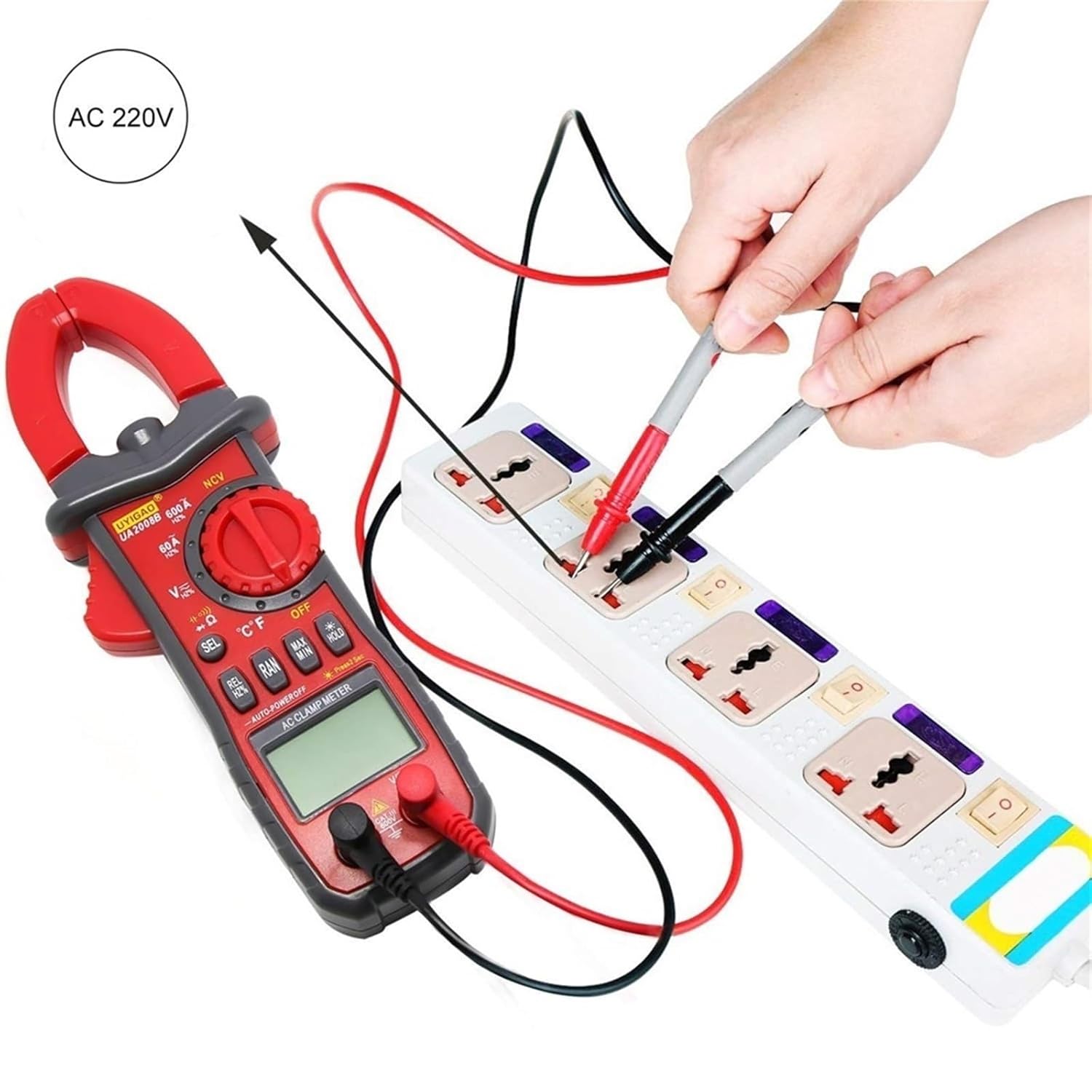 Digital Clamp Meter Multimeter UA2008 Series DC/AC Voltage Current Capacitance Resistance Electrical Maintenance Tester(UA2008D)