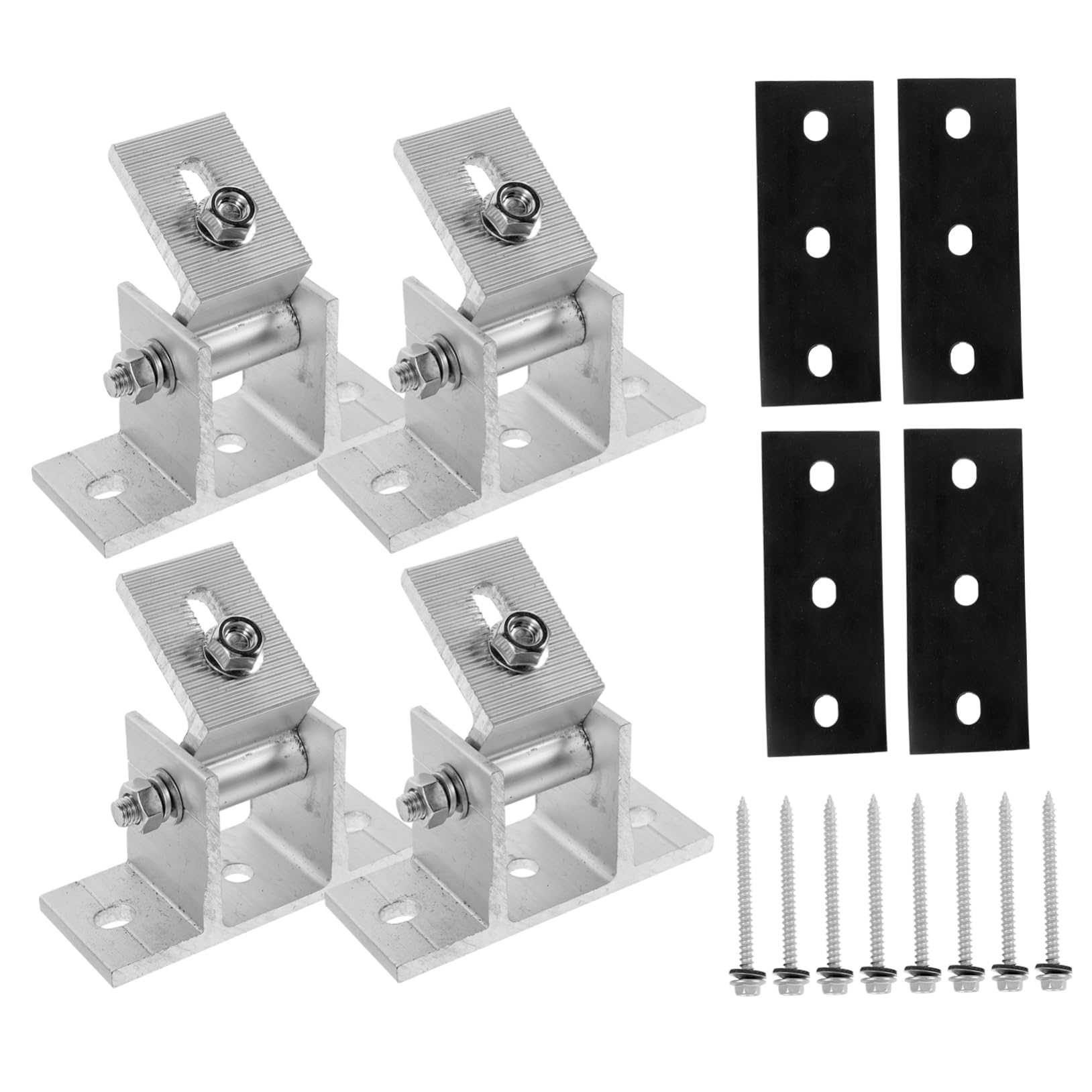 Soporte de Montaje para Panel Solar Ajustable 4 Piezas Aluminio | Estructura Estable, Incluye Almohadillas de Goma y Tornillos de Madera, Formato en Bolsa