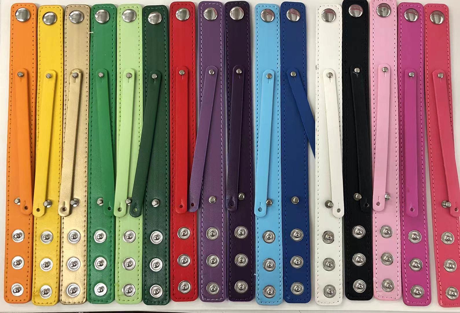 CLGIFTCLGIFT Set of 12 Wristband Bracelets for 8mm Slide Letters for Jewelry/Crafting/Making Charm Bracelets//Wristbands/DIY Jewelry (Faux Leather Snap)