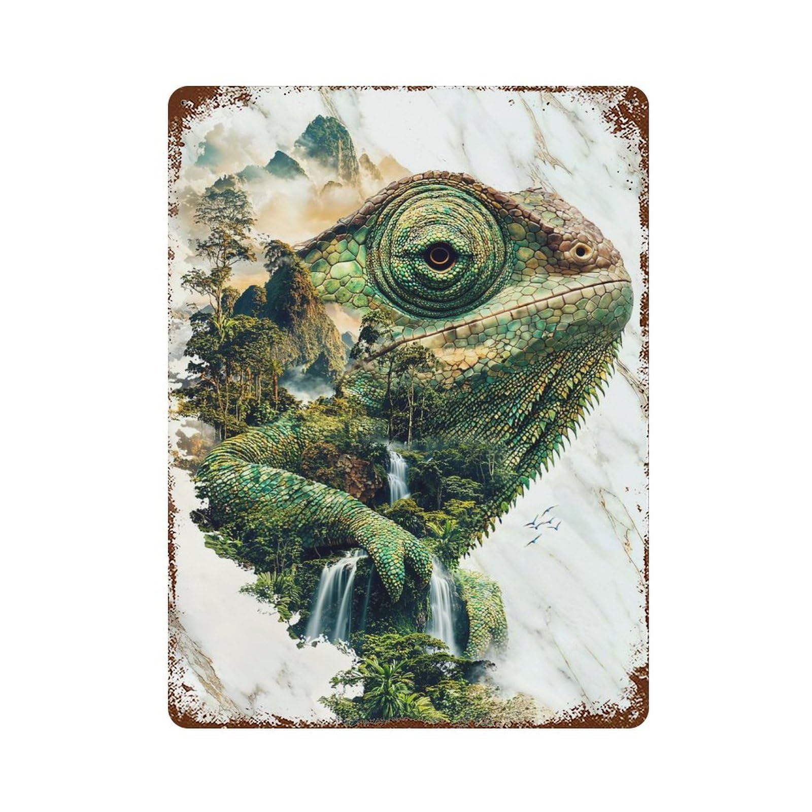 Camouflaged Curiosity 15.7"x11.8" Vintage Rust Metal Sign, Shabby Chic Decor for Garage, Bar And Workshop Decor