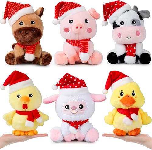 Miniatura 11 de 6 Piezas Juguetes de Animales de Granja de 7 Pulgadas Caballo Oveja Vaca Pato Pollito Cerdo Animales de Peluche Grandes a Granel para Baby Showers