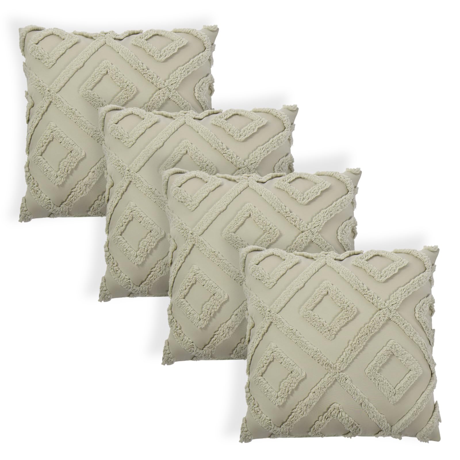 Ohs Sage Green Pack Of 4 Cushion Covers 45 X 45Cm, Ultra Soft Decorative Tufted Arch Design Throw Pillow Covers With Invisible Zipper For Sofa Bed Livingroom