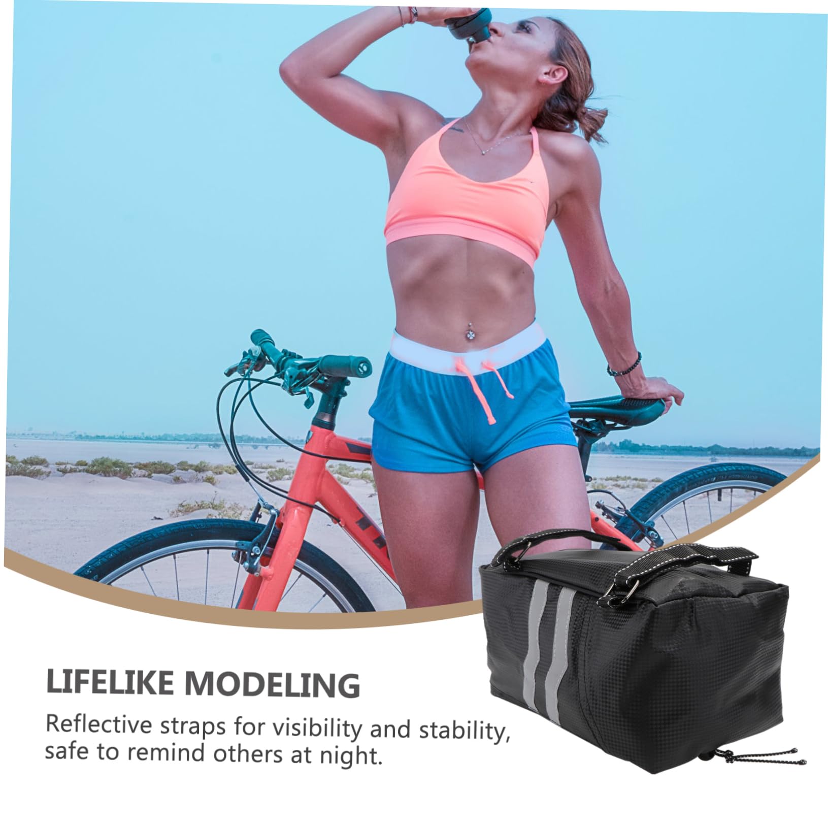 Borsa Cerniera e Bicicletta Posteriore in Doppia Pu per 9l Strisce Riflettenti, per Viaggi e Uso Quotidiano
