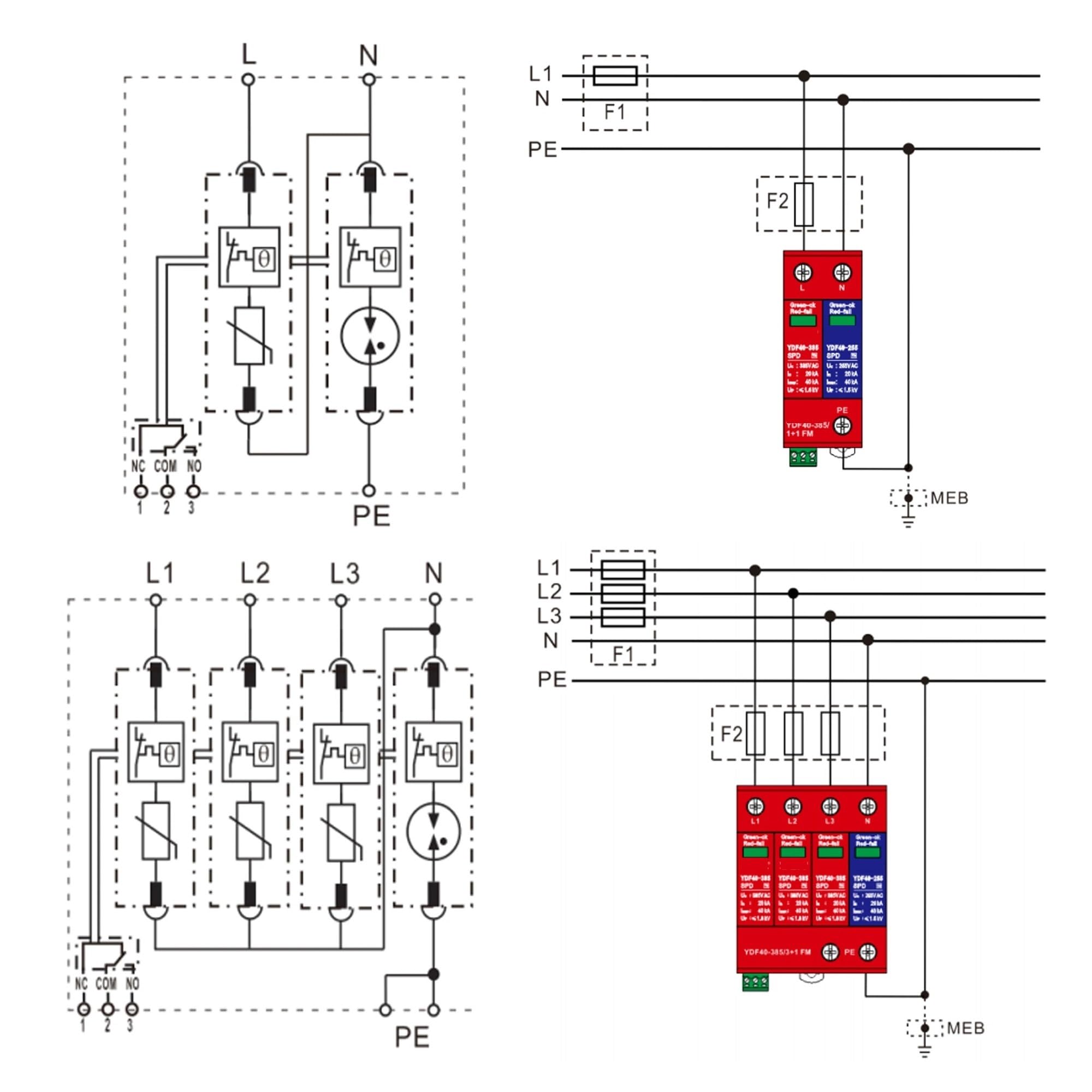 Parafoudre modulaire 1P+N / 3P+N sur rail DIN 385 V 20~40 kA for une protection fiable contre les surtensions.(2)
