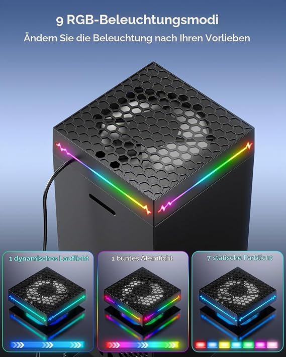 LED Display Automatic Fan for Xbox Series X with 9 RGB Light Modes
