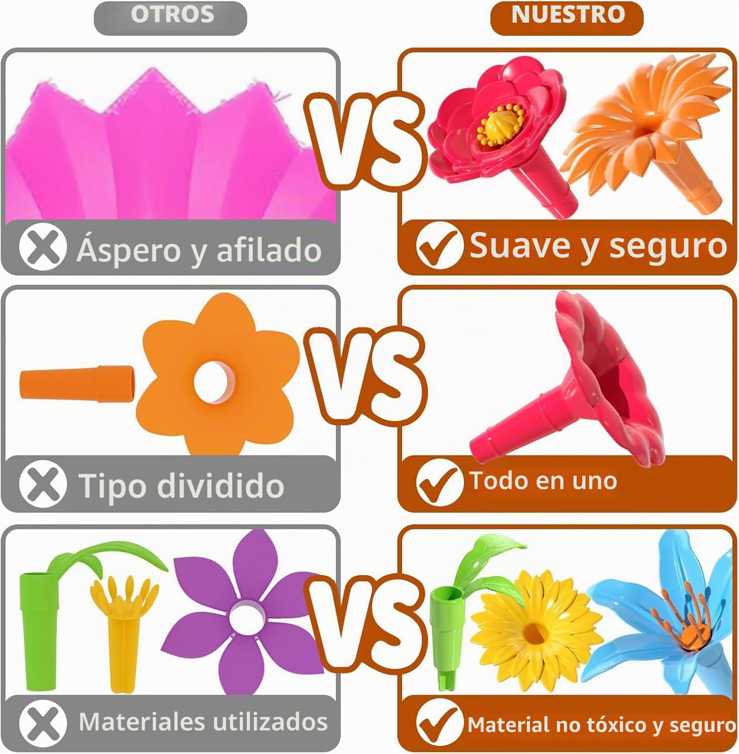 TEMI 224 PCS Flores Jardín Construcción Juguetes para Niñas, Juguetes educativos de menta y jardín preescolar Juego Juego para niños pequeños 3 4 5 6 7 años niños niños niñas