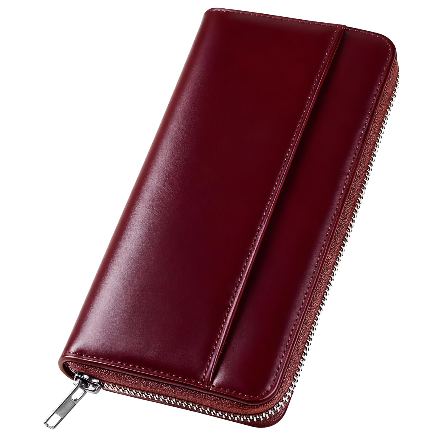 Tochigi Leather Long Wallet Wine Red Cowhide YKK Zipper 13 Cards Japan