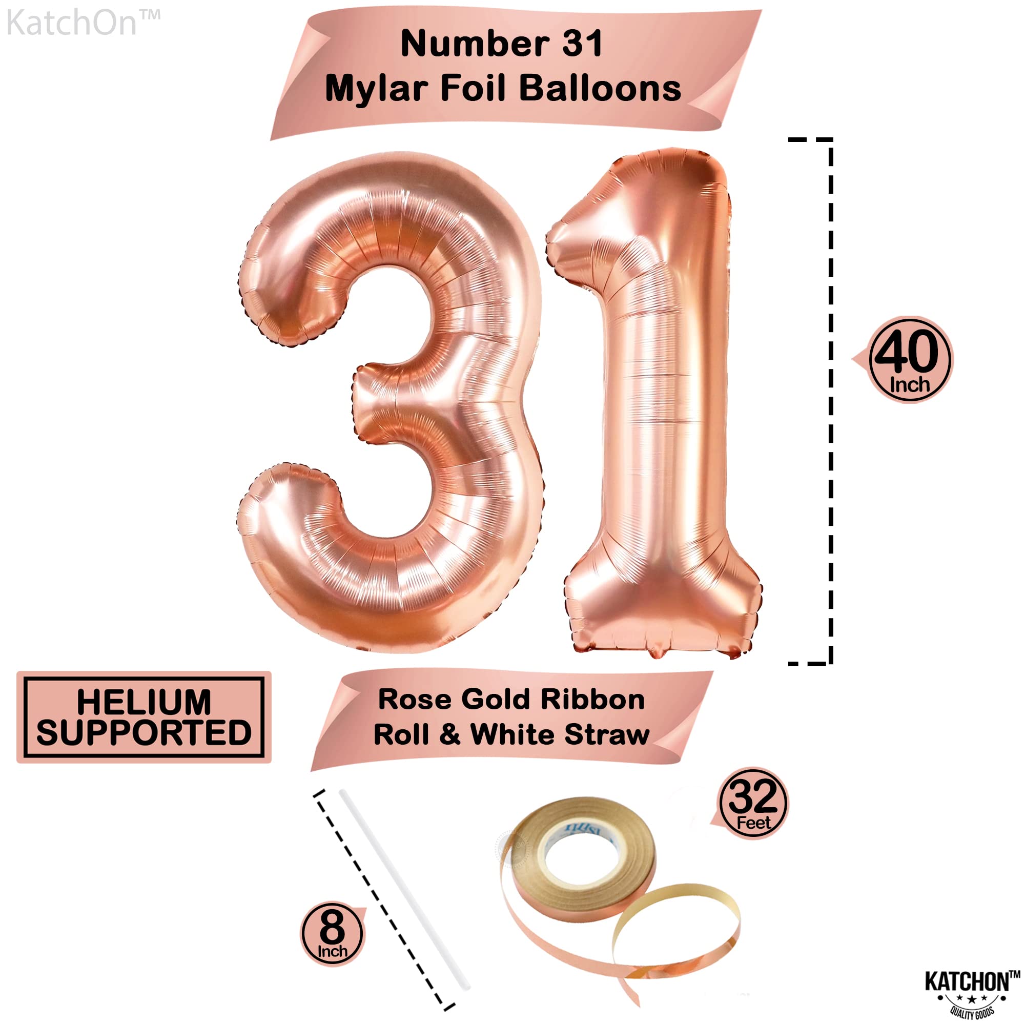 Giant Gold 31 Number Balloon - 40 Inch Large Shiny Metallic Birthday Decorations
