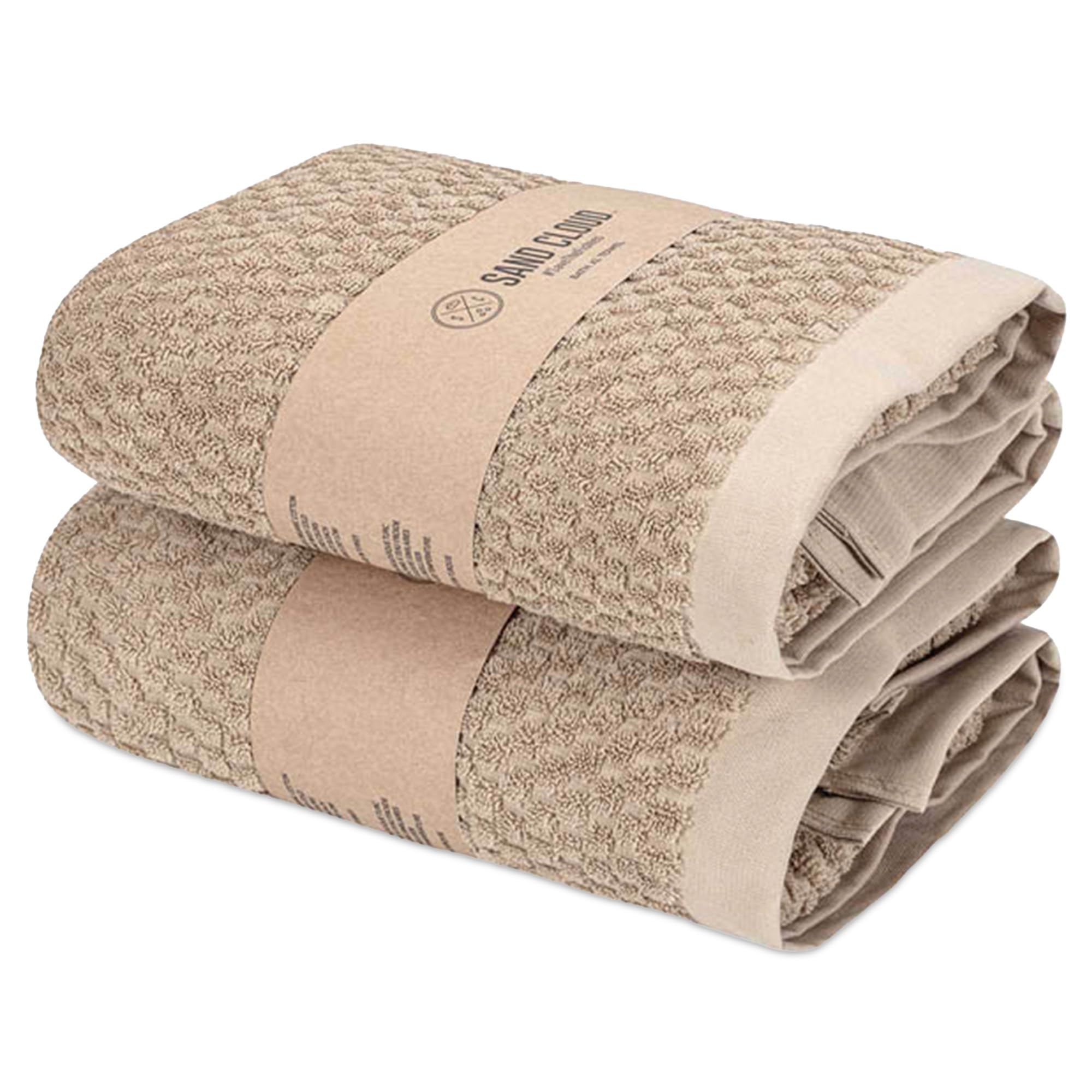 Sand Cloud Turkish Bath Towels for Bathroom, Set of 2 (Atom Sand, Extra Large) - Luxury Soft Linen Turkish Organic Cotton Yarn is Luxurious &