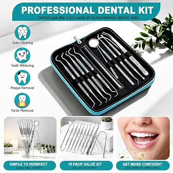 G.CATACC 10 Pack Dental Tools Kit Stainless Steel Teeth Cleaning Tools Set