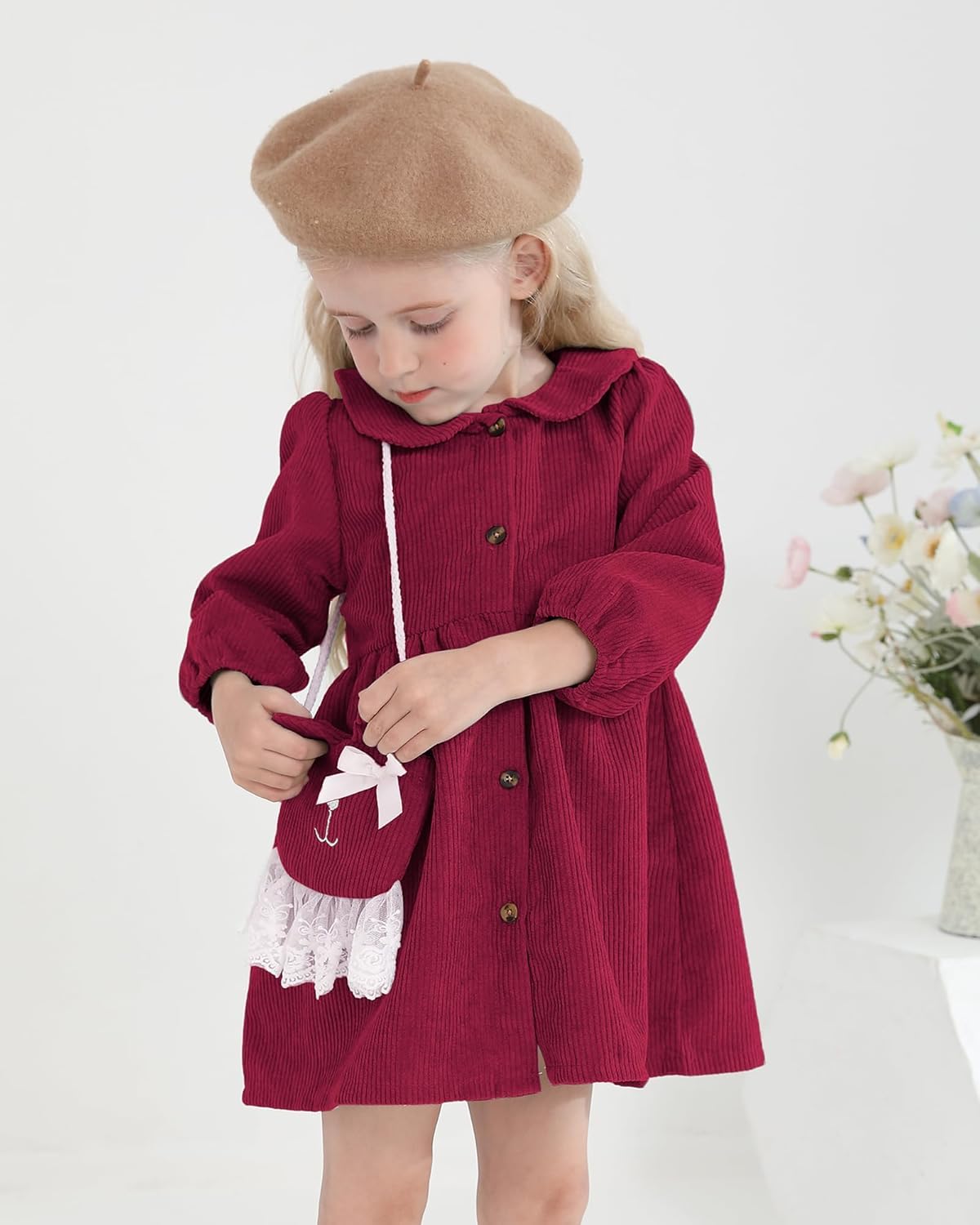 Mioglrie Toddler Girl Fall Dress Baby Girl Winter Clothes 6 12 18 24 Months Outfit Cute Dresses for Girls with Satchel - Image 3