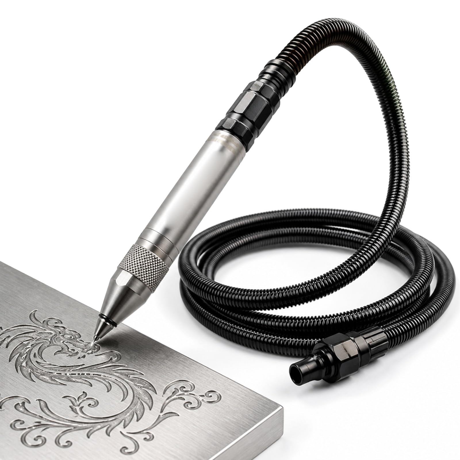 Herramienta de grabado de metal neumática, presión de funcionamiento 90 PSI | Lápiz neumático para grabado, velocidad de 18 000 RPM, con punta de carburo de tungsteno de 2,0 mm, para metal, vidrio