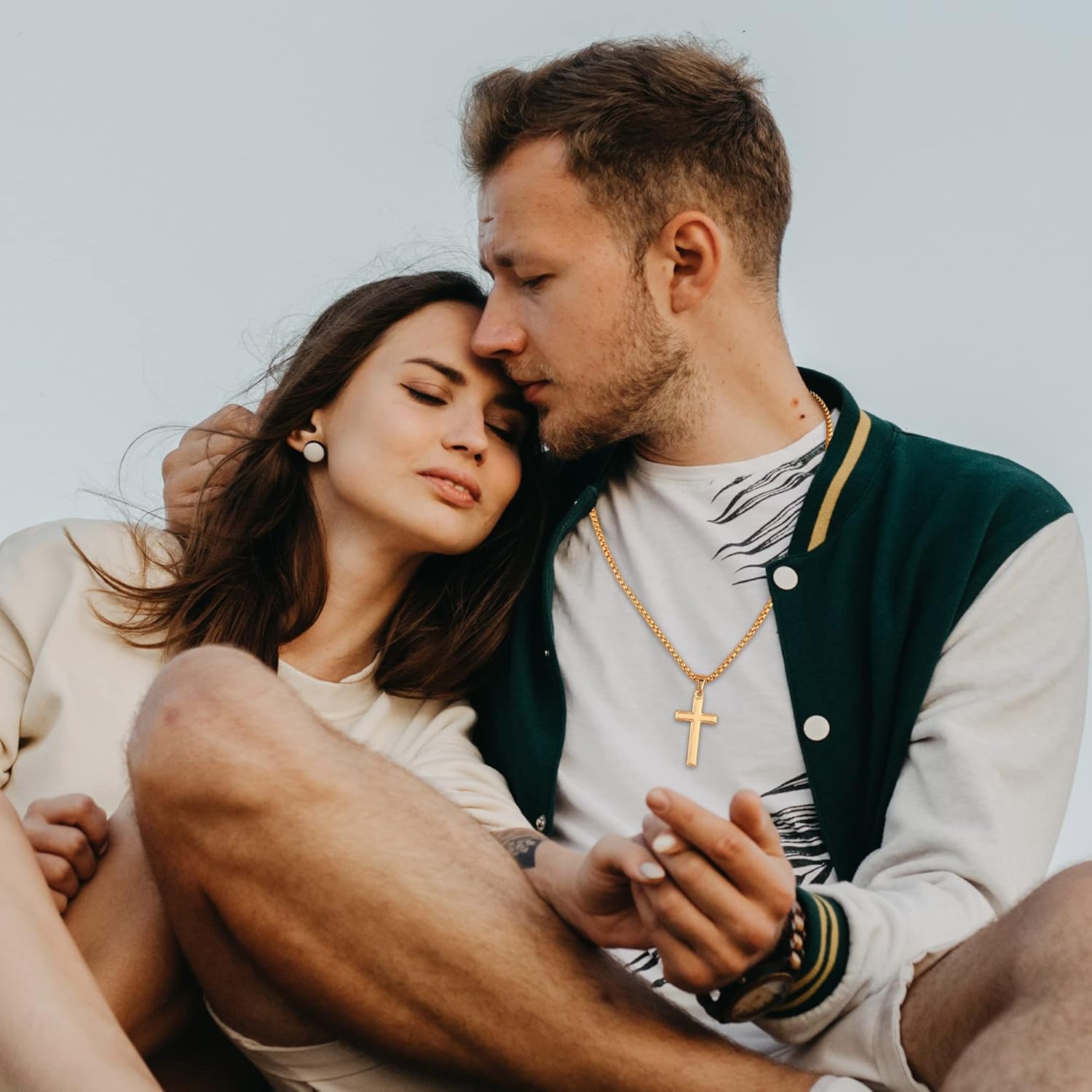 Gifts for Men - Cross Necklace Gifts for Men, Black/Gold/Silver Cross Necklace Stainless Steel Cross Necklace for Men Gifts Dad Son Birthday Gifts for Dad Son Husband Necklace for Men - Image 2