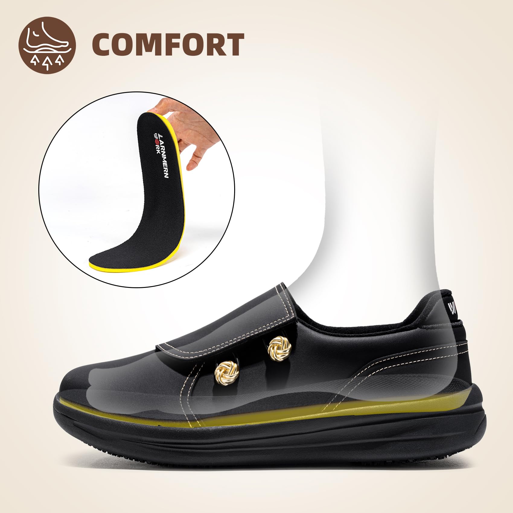 LARNMERN Zapatos de cocina antideslizantes y resistentes al trabajo para