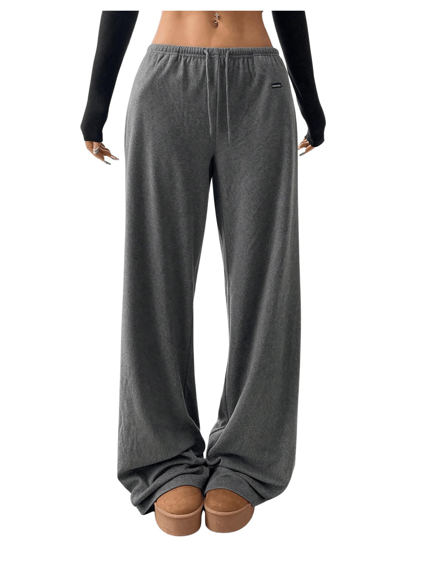 SOLY HUX Women's Drawstring Sweatpants Low Rise Baggy Wide Leg Pants with Pockets