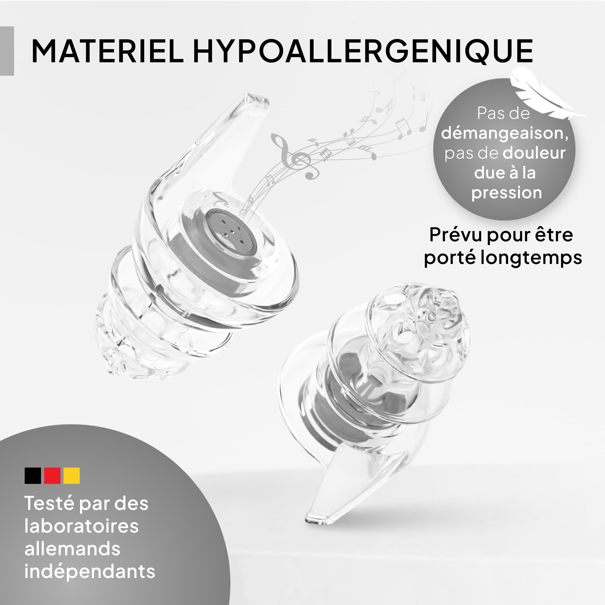 Bouchons d'oreilles de protection d'oreille Senner PartyPro avec étui en aluminium, idéal pour les fêtes, concerts, facile à transporter pour une excellente réduction du bruit