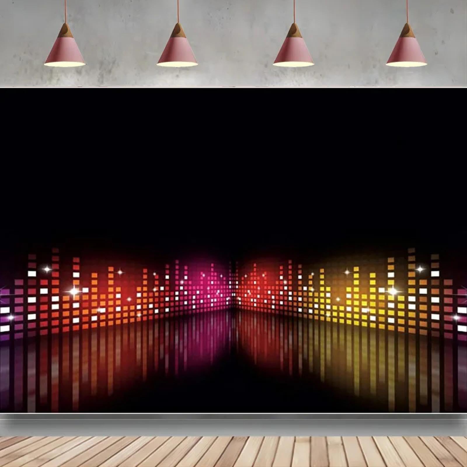 Klub nocny tło neon muzyka impreza z lat 90. jasna scena ze światłami rodzina urodziny dekoracje ścienne fotografia tło 350 x 240 cm