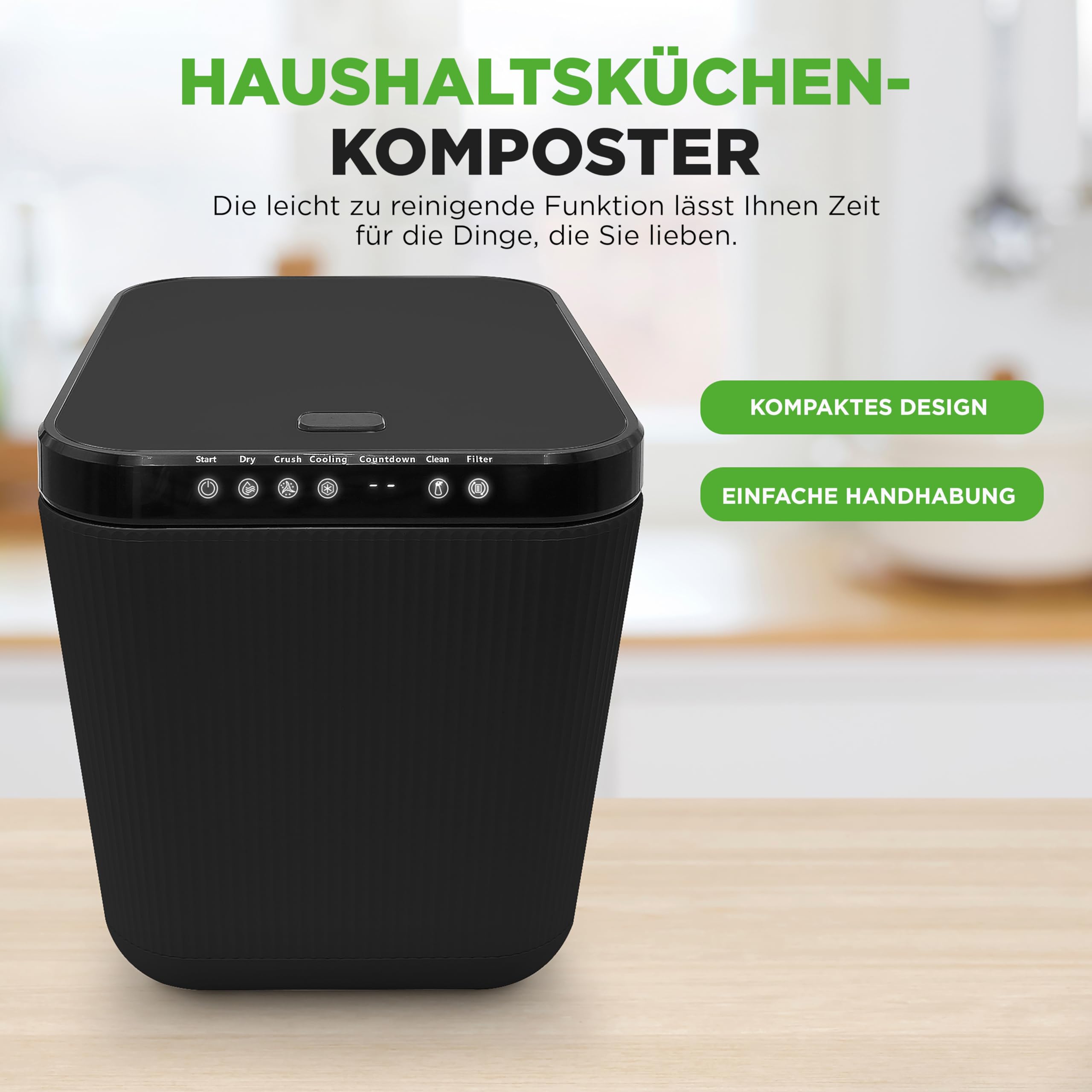 Nutrichef Elektrischer Komposter, 3L- Biomülleimer Küche, Komposteimer- Für Organisches Material & Lebensmittelreste, Küchenkomposter- mit Deckel, Komposter Küche Elektrisch, Selbstreinigungsmodus