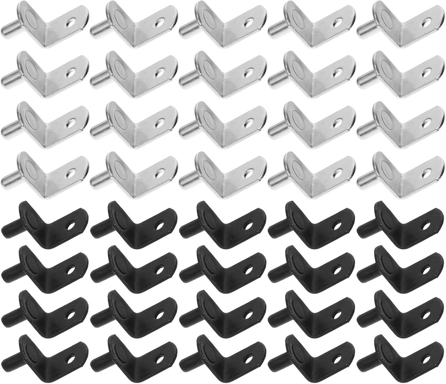 jojofuny 80pcs Shelf Fixing Support Pegs and Clapboard Holders Cabinet Shelf Brackets 5mm Metal Pins for Wardrobe Bookcase Furniture Assembly