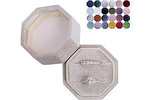 BLUTETE Velvet 2-Slot Wedding Jewelry Ring Box