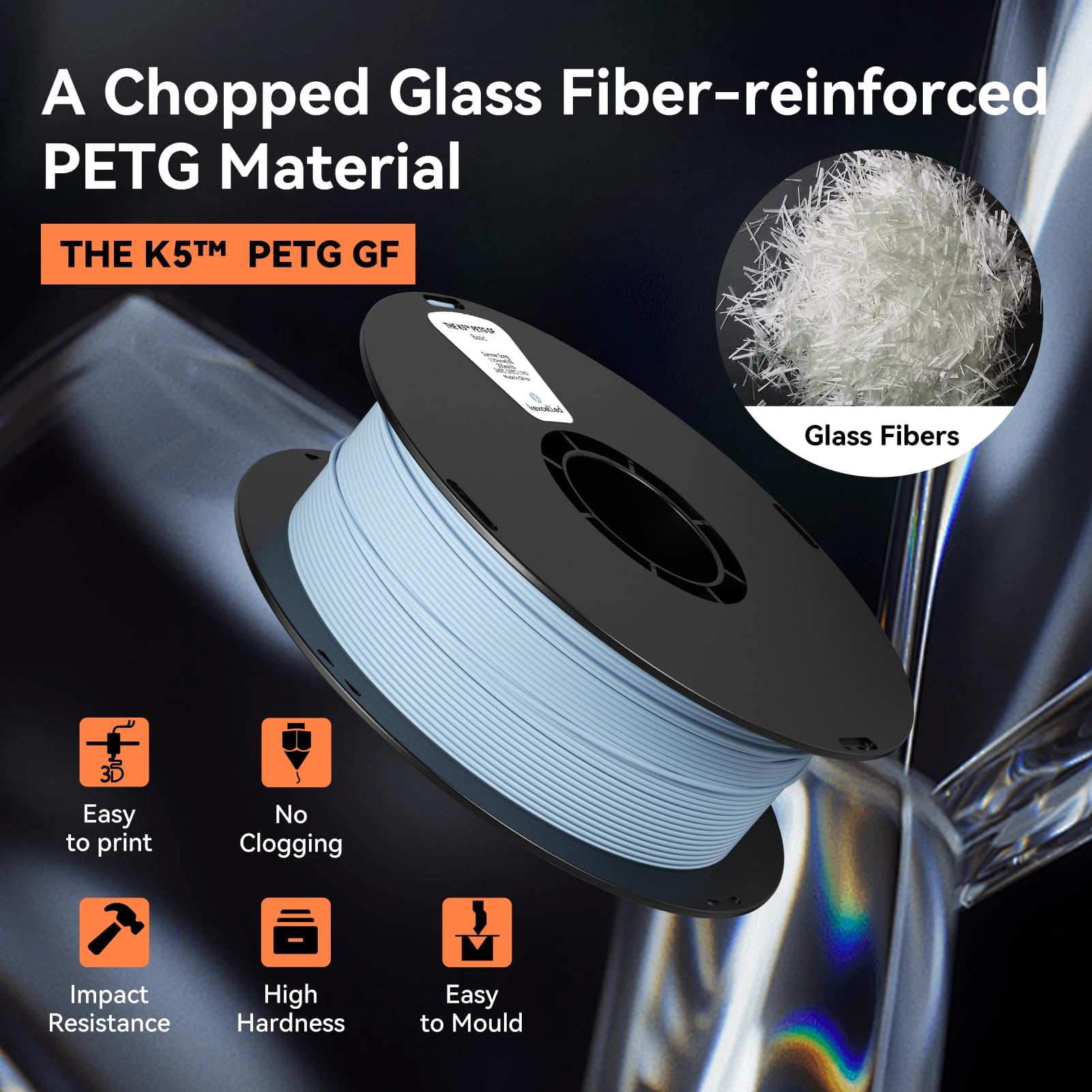 kexcelled PETG z Włókna Szklanego Filament do Drukarek 3D 1,75 mm +/- 0,03 mm, Odporność na Niskie Temperatury, Kompatybilne z Większością Drukarek FDM, Szpula 1 kg (2,2 lbs), Macchiato