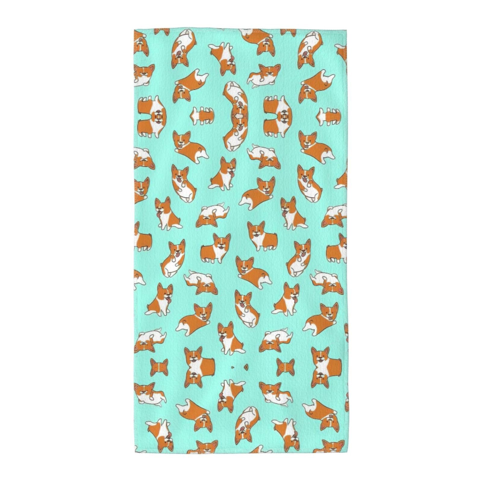 TTIGLHOH Corgi Cute Dog Stylish Printed Long Towel Quick Drying For Gym Camping Daily Use