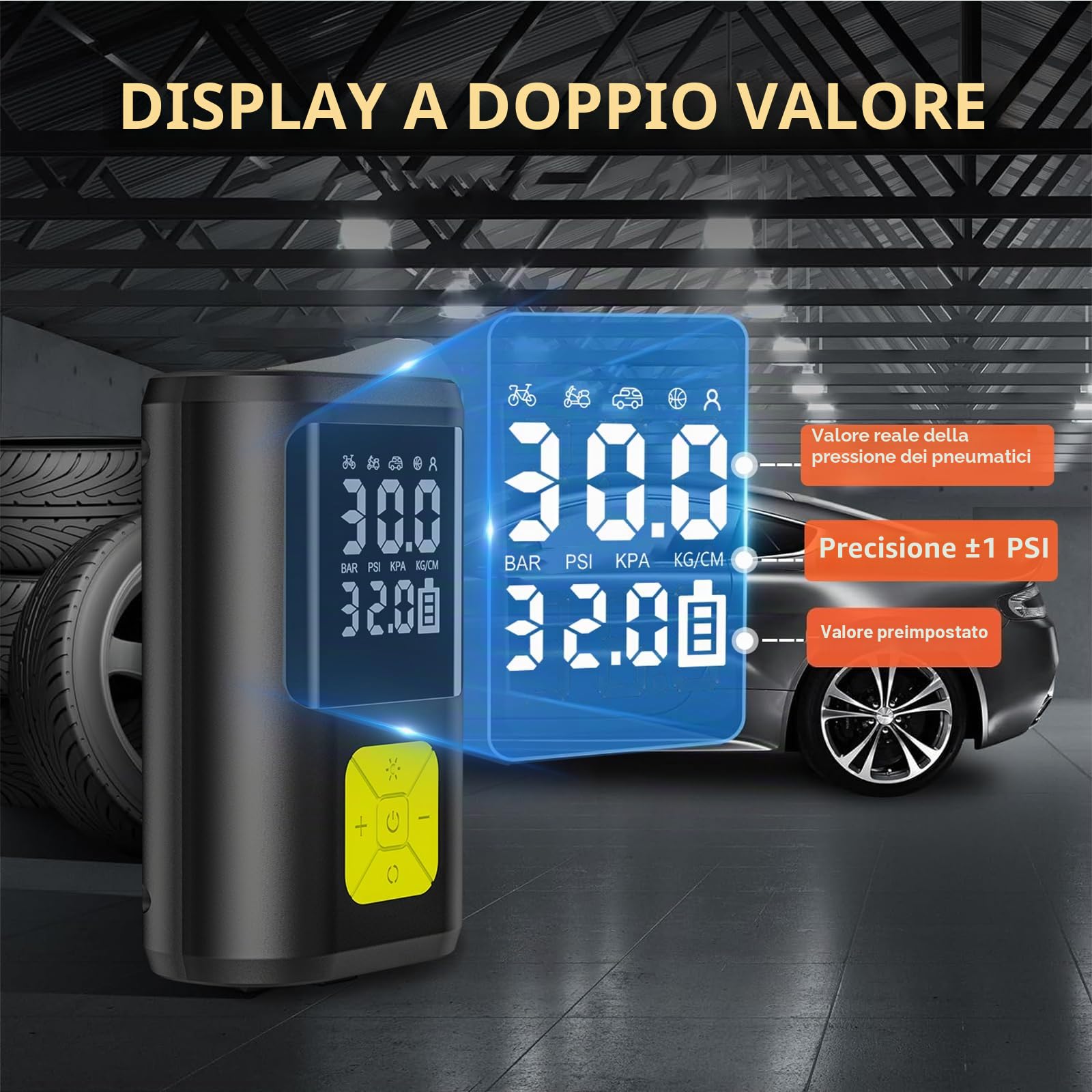 EUARY 6000mAh Mini Compressore Aria Portatile Auto, 150PSI Gonfiatore Bici Elettrico con Schermo LCD Digitale e Torcia LED, Pompa Elettrica per Bicicletta, Auto, Moto, Monopattino, Palloni