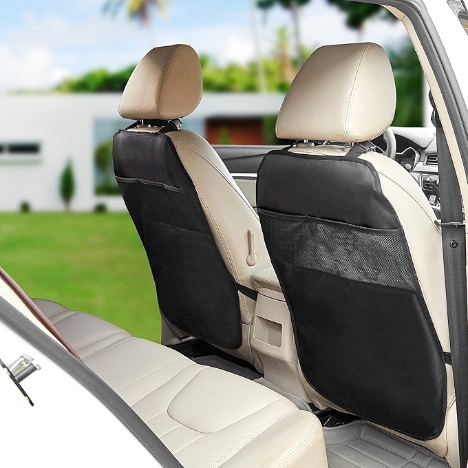 Arana Waterproof Car Kick Mats for Kids with Storage Pockets