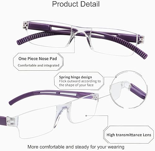 Miniatura 2 de YEIN Gafas de lectura, 8 pares de anteojos de lectura con bloqueo de luz azul para hombres y mujeres, lectores de marco cuadrado de moda (4 negros +