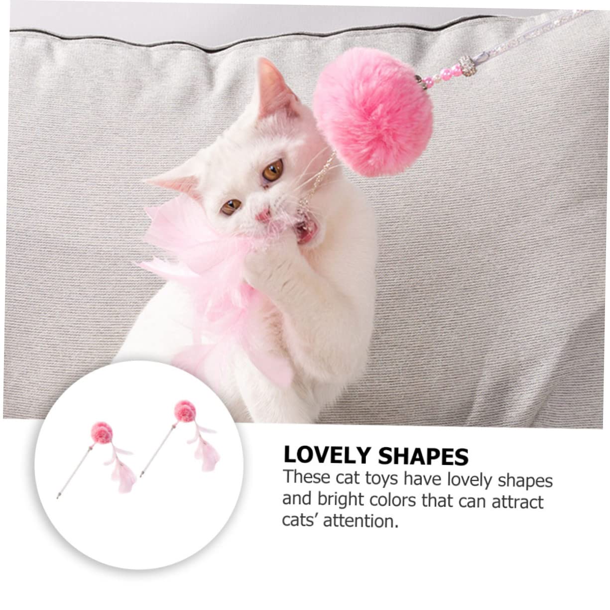 FRCOLOR 6stücke Katzen-Spielzeug Mit Federn Und Pompons Interaktives Katzenspielzeug Für Stunden Voller Spaß Und Bewegung Für Katzenrassen